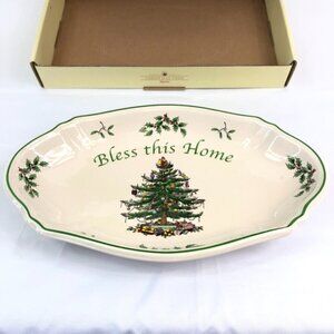 Spode Christmas Tree Bless This Home Tray Serving Dish